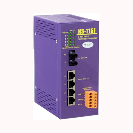 5-Port Industrial 10/100M Ethernet Switch W/Fiber